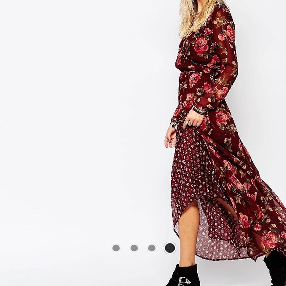 👀ISO👀 A&F Wrap Front Chiffon Maxi Dress Size M/L - Picture 4 of 4